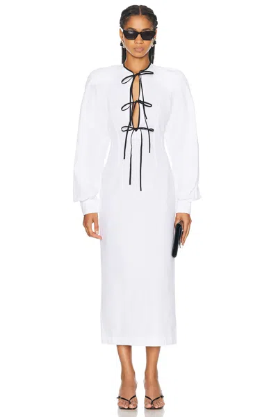Rowen Rose Long Bow Dress In White & Black