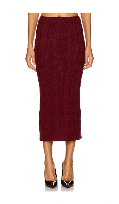 Rowen Rose Long Knit Skirt In Bordeaux