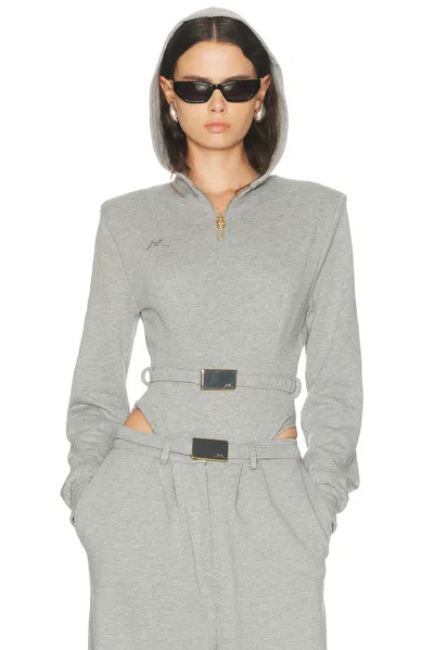 Rowen Rose Long Sleeve Bodysuit In Gray