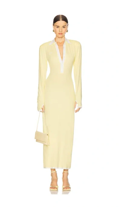 Rowen Rose Long Sleeve Polo Dress In Yellow