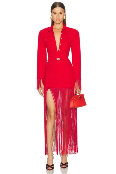 Rowen Rose Long Sleeve Polo Maxi Dress In Red