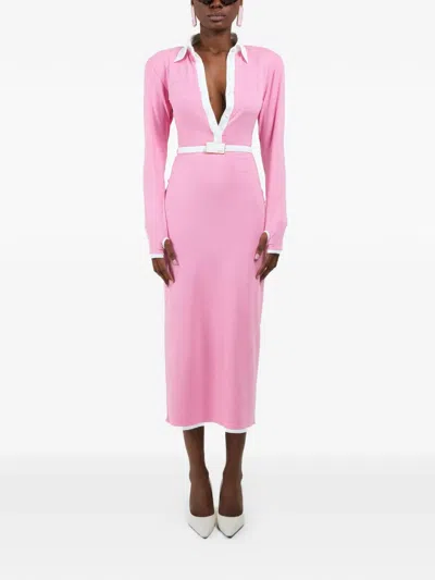 Rowen Rose Long-sleeves Maxi Polo Dress In Pink
