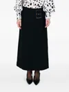 Rowen Rose Low-waist Buckle Maxi Skirt In Black