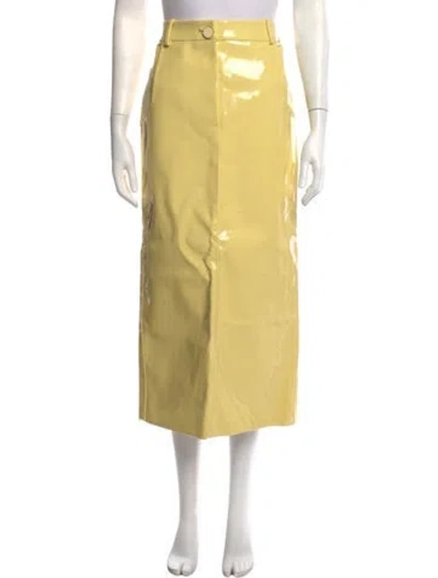 Pre-owned Rowen Rose Midi Length Skirt In Yellow