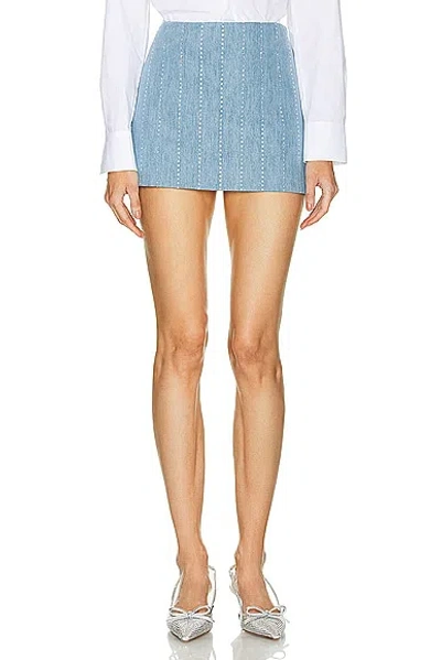 Rowen Rose Mini Skirt In Light Blue Denim