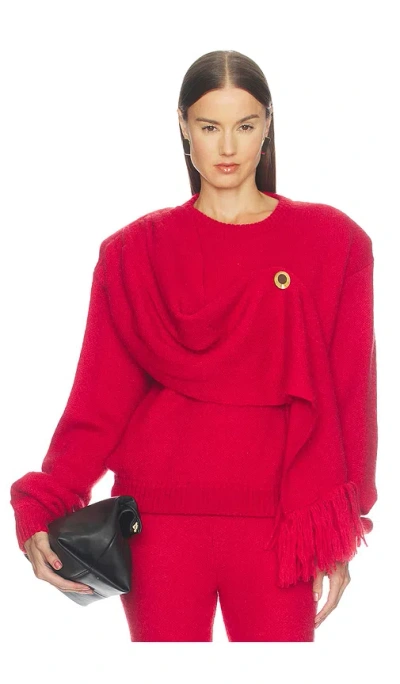 Rowen Rose Mohair-pullover Mit Integriertem Schal In Pink