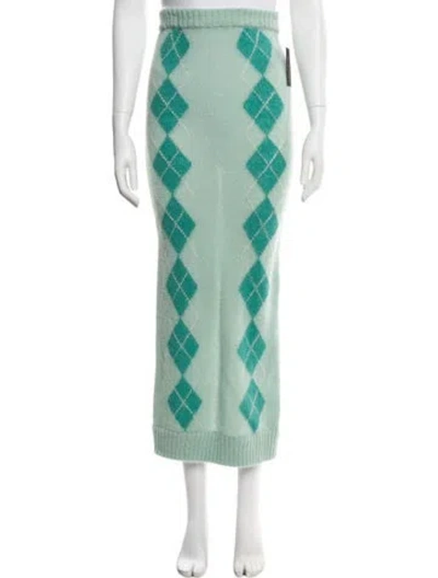 Pre-owned Rowen Rose Mohair Midi Length Skirt In Green