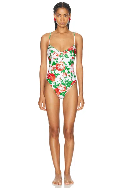 Rowen Rose One Piece Swimsuit In Cream & Red Roses