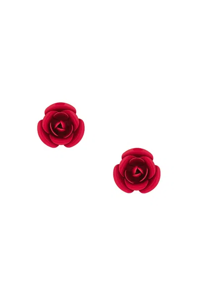 Rowen Rose Oversize Rose Earrings In Red