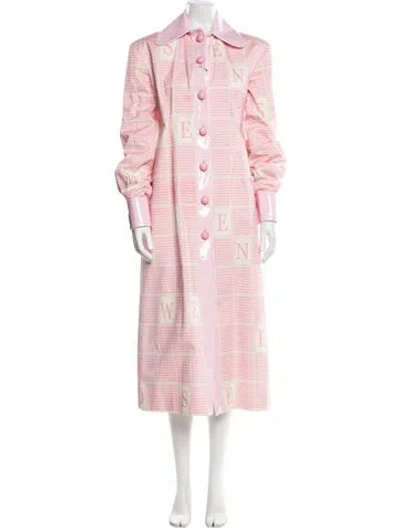 Pre-owned Rowen Rose Plaid Print Coat W/ Tags In Pink