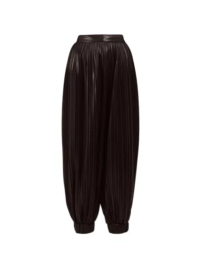 Rowen Rose Pleated Balloon Trousers In Brown