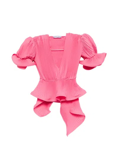 Rowen Rose Pleated Puffy Blouse In Pink