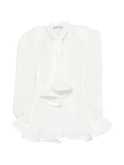 Rowen Rose Pleated Puffy Mini Dress In White