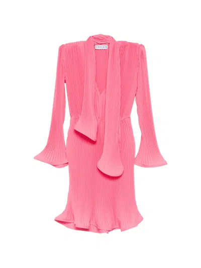 Rowen Rose Pleated Scarf Midi Dress In Pink