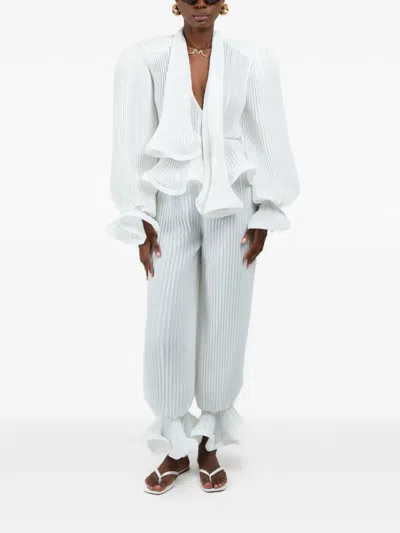 Rowen Rose Pleated Trousers In White