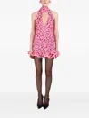 Rowen Rose Plunging-neck Pleated Dress In Pink