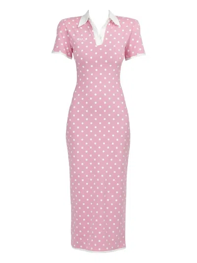Rowen Rose Polka-dot Jersey Midi Dress