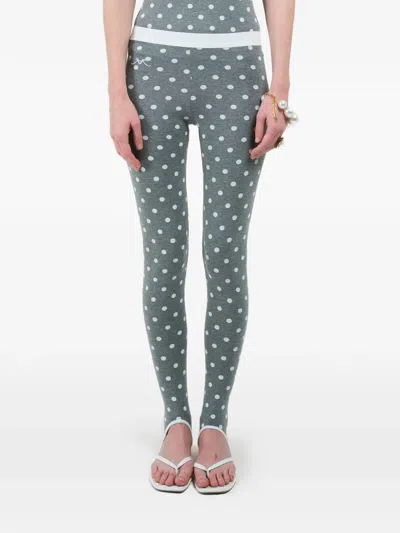 Rowen Rose Polka-dot Leggings In Gray