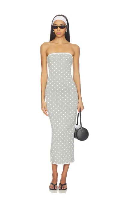 Rowen Rose Polka Dots Bustier Dress In Gray