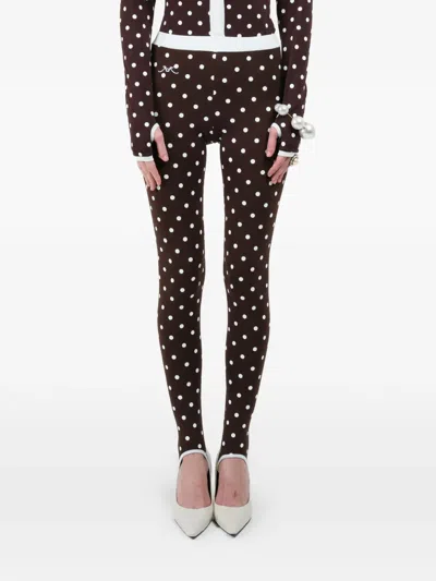 Rowen Rose Polka-dots Leggings In Brown