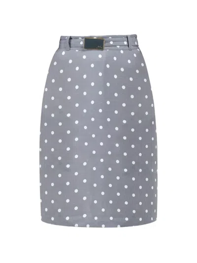 Rowen Rose Polka-dots Midi Skirt In Gray