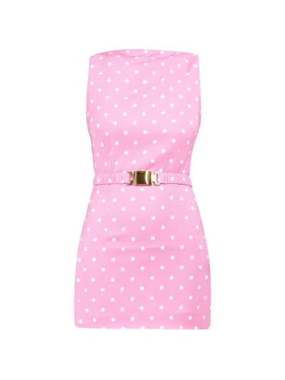 Rowen Rose Polka-dots Mini Dress In Pink