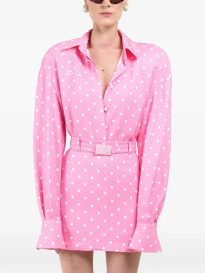 Rowen Rose Polka-dots Oversized Shirt In Pink