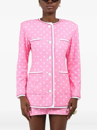 Rowen Rose Polka-dots Pockets Jacket In Pink