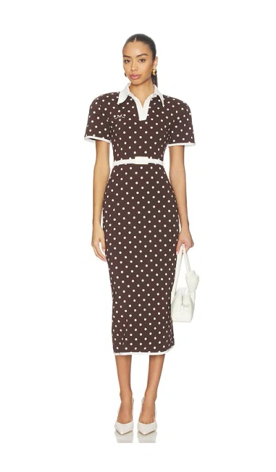 Rowen Rose Polka Dots Polo Dress In Brown