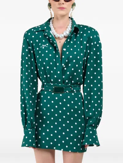 Rowen Rose Polka-dots Raglan Shirt In Green