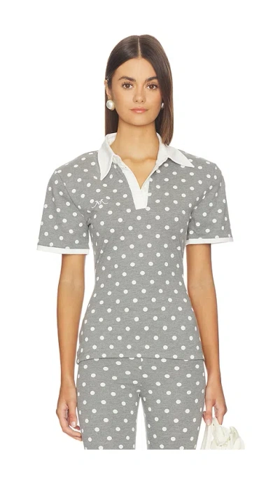 Rowen Rose Polka Dots Signature Polo In Gray