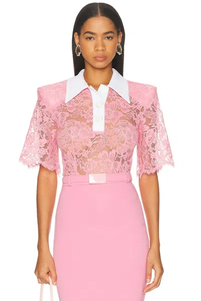 Rowen Rose Polo Bodysuit In Pink