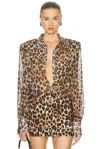 Rowen Rose Printed Georgette Shirt In Leopard