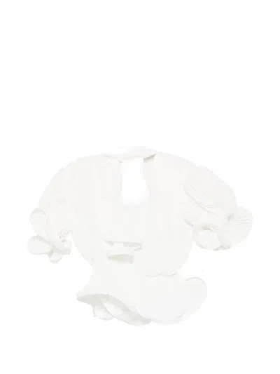 Rowen Rose Puffy-sleeve Blouse In White