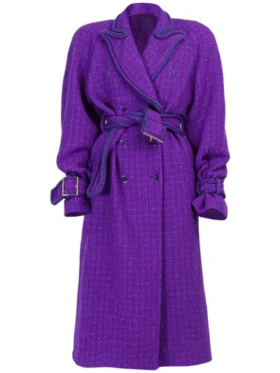 Rowen Rose Raglan-sleeve Trench Coat In Violett