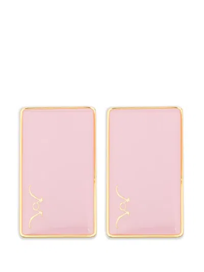 Rowen Rose Rectangular Earrings In Gold