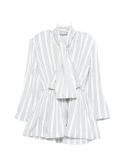 Rowen Rose Scarf Striped Mini Dress In White