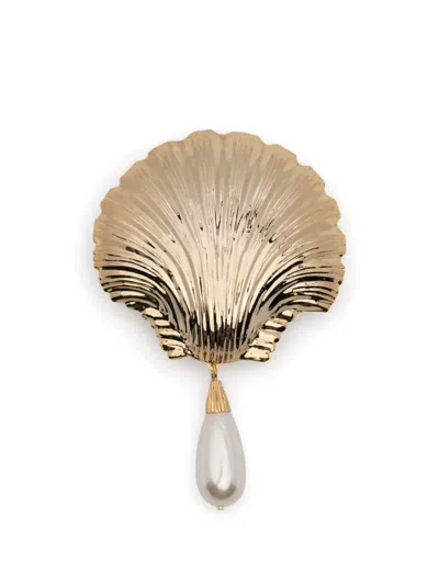 Rowen Rose Shell Drop Earrings In Gold