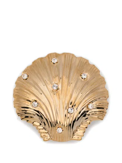 Rowen Rose Shell Embellished Earrings In Gold