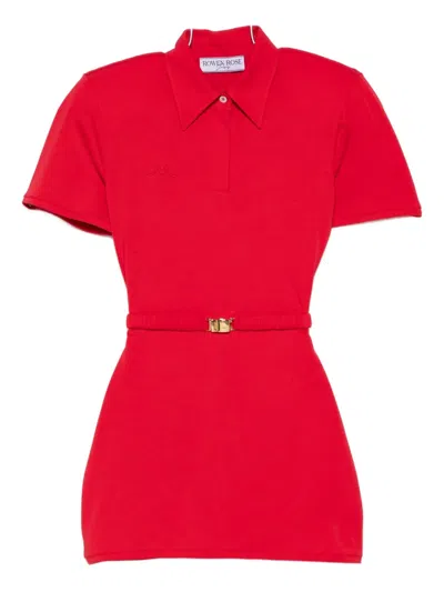 Rowen Rose Short-sleeve Mini Polo Dress In Red