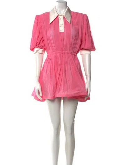 Pre-owned Rowen Rose Silk Mini Dress In Pink