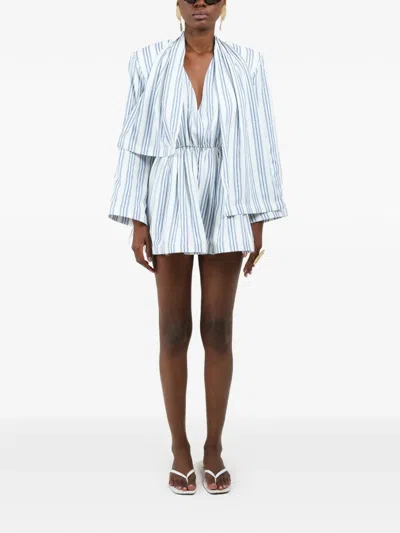 Rowen Rose Striped Scarf Mini Dress In Blue