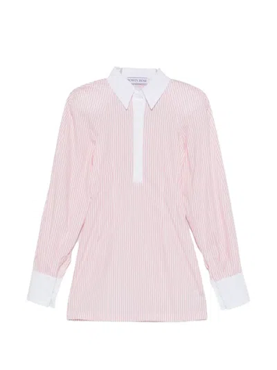 Rowen Rose Striped Shirt Mini Dress In Pink