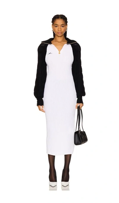 Rowen Rose Turtleneck Raglan Knit Dress In White