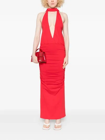 Rowen Rose Plunge Maxi Dress In Red