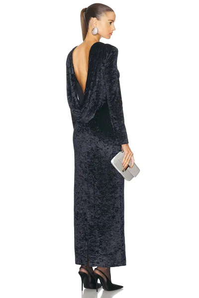 Rowen Rose Velvet Backless Column Dress In Black