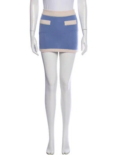 Pre-owned Rowen Rose Virgin Wool Mini Skirt W/ Tags In Blue