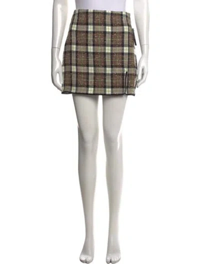Pre-owned Rowen Rose Virgin Wool Mini Skirt W/ Tags In Multicolor