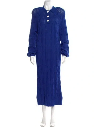 Pre-owned Rowen Rose Wool Long Dress In Blue