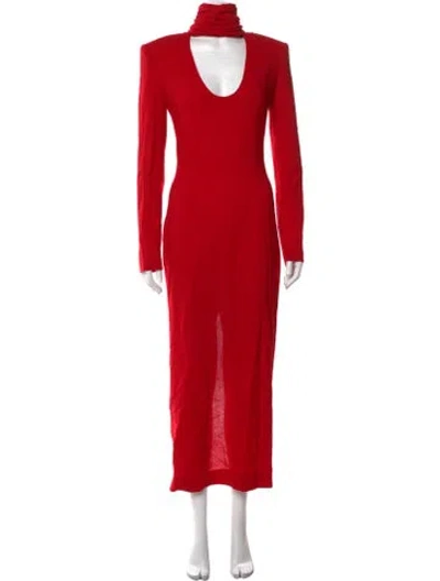 Pre-owned Rowen Rose Wool Long Dress In Red